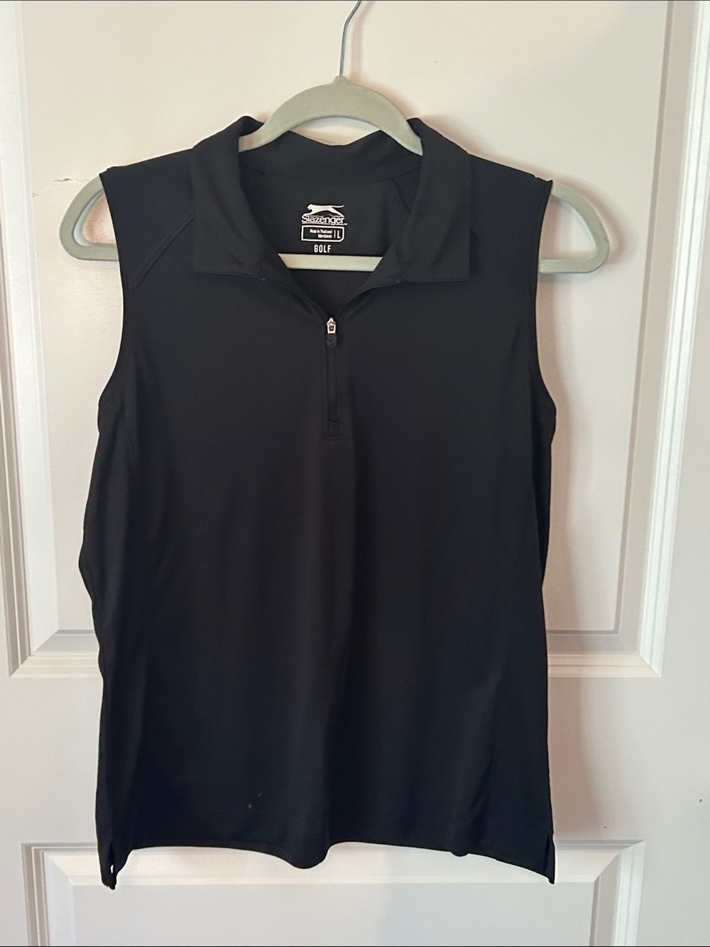 Slazenger Women's Black Sleeveless Zip Golf Polo Tank